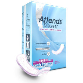 Attends® Discreet Female Disposable Bladder Control Pad, One Size Fits Most, Moderate Absorbency